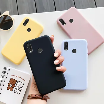 Pro Huawei P Smart Plus Case Silikonový Macaron Candy Barvy Měkké TPU Jednoduché Černé Pouzdro Telefon Zadní Kryt