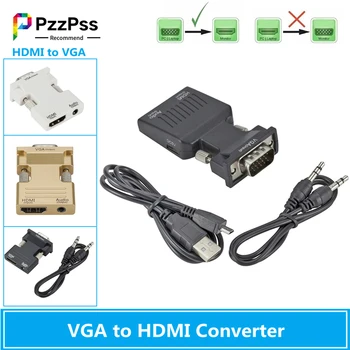 PzzPss VGA na HDMI Converter Adaptér 1080P VGA Adaptér Pro PC Notebook k HDTV, Projektor, Video, Audio HDMI-kompatibilní s VGA