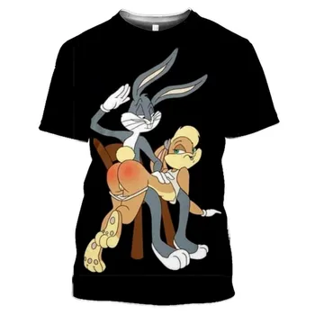 Pánské-krátký rukáv T-shirt 3D králík karikatura tisk košile, ležérní, módní, obecné odpovídající, nový styl pro léta 2021