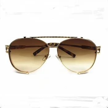 Pánské luxusní sluneční brýle Kulaté brýle s kovovými rámy Classic hnědá kožená krabice Žena módní sluneční brýle