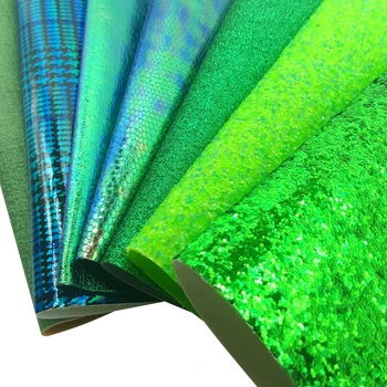 QIBU Zelené Umělé Kůže Listů Vinylové Tkaniny DIY Vlasy Luk Materiálů, Ručně šité Boty Pytel Dekorace A4 Luk Textilie, Syntetická Kůže