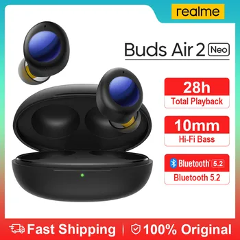 Realme Pupeny Air 2 Neo Pravda Bezdrátová Bluetooth Sluchátka IPX5 10mm Bass Boost Driver Rychlé Nabíjení Šumu TWS Sluchátka