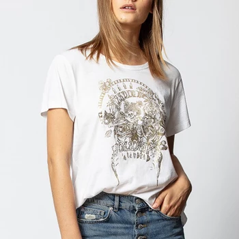 Rowling, Lebka, Květiny, Grafika Neutrální Tee Ženy 2021 Letní Krátký Rukáv T Shirt Ležérní Vintage Hipster Oblečení Kreativitu Top