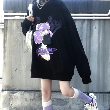 S dlouhým rukávem Anime Mikina Oblečení Jaro Podzim Módní Japonské Ženské Volné Harajuku Ženy Sweetshirts E Dívka Kawaii Oblečení