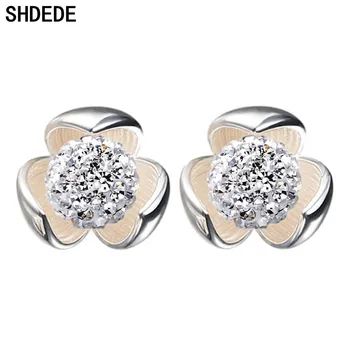 SHDEDE 925 Sterling Silver Stud Náušnice Pro Ženy Ozdobené Krystaly Od Swarovski Módní Šperky Dárek -WH52