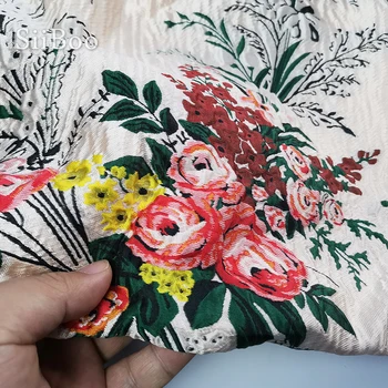 Siiboo poziční květinové vzorované žakárové krepové tkaniny pro ženy šaty kalhoty texturou reliéfní tela sp6414