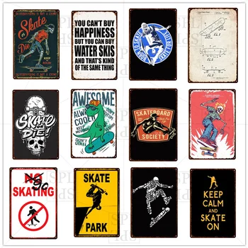 Skateboard Iron Znamení, Domů, Dekorace Na Stěnu Plakát Textu Retro Metal Sign Skate Park Club Room Decor Na Zeď Umění Obrazu Talíře