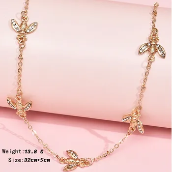 Sladké Zlaté Barvy Crystal Včely Kouzlo náhrdelník Náhrdelník pro Ženy Dlouhé Řetězce Fashion Party Náhrdelník Šperky Dárky