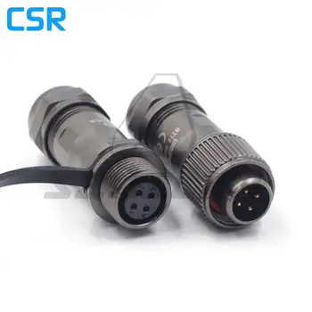 ST12 4pin Kovový vodotěsný konektor IP67 samec a samice kabel butt plug a socket