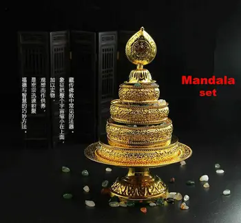 Tibetský Buddhismus Oltář Mandala Manza Nastavit Tray, Zlacené Buddhistické Nabízí N