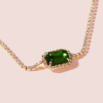 Tocona Luxusní Zeleného Drahokamu Řetěz náhrdelník Náhrdelník pro Ženy Okouzlující, Nastavitelný Ručně vyráběné Šperky Dárkové Příslušenství C20102
