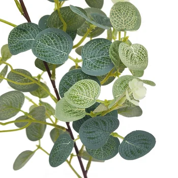Umělé Listy Větve Retro Zelené Hedvábí Eukalyptus List pro Domácí Výzdobu Svatební Rostliny Umělé Tkaniny Zeleň Dekorace Pokoje WWO