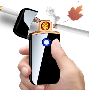 USB Nabíjecí Elektrický Zapalovač Dotykové Ovládání, Lehčí, Přenosné Větruvzdorný Zapalovač LED Indikátor Napájení Cigaretové Příslušenství Muži