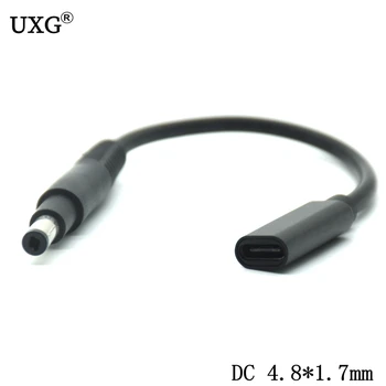 USB Typ C Samice na 4,8*1,7 mm Male Plug Converter Dc Napájecí konektor Notebooku Nabíjecí Kabel pro Hp Compaq 500 510 520 530 540 550 620