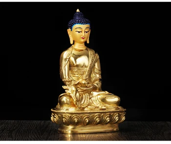 Velkoobchodní Buddhistické zásoby Tibetu, Nepálu gold-plating mosaz Medicine Buddha DOMŮ Rodině Účinné Žehnej DOBRÉ socha Buddhy Velké