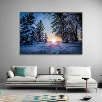 Velké Sněhové Scenérie Krásný Les, Snow Mountain Sunshine Plátno, Dekorace, Malování Obývacího Pokoje Vstup Art Dekorace