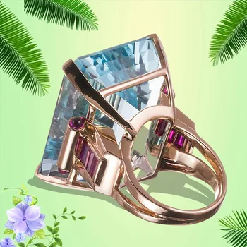 Velký CZ Kubický Zirkon Kámen Rose Gold Barva Prsteny pro Ženy Módní Šperky Den Dárek Módní Prsten 2020