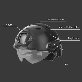 Venkovní helma Helma Venkovní CS Airsoft Paintball Base Jump Přilba Protector 55-59cm
