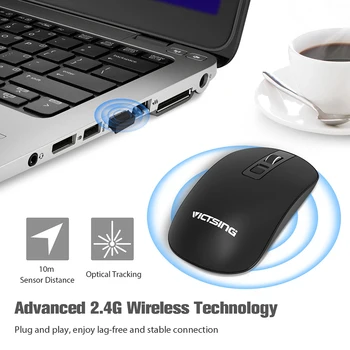 VicTsing PC229 Dobíjecí Myš Wireless Tiché Myši 1600DPI USB Optická Ergonomická Myš Počítače PC Myš Pro Notebook