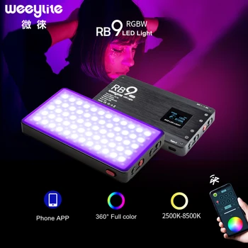 Viltrox Weeylite RB9 RGB LED Fotoaparátu Světlo 12W Přenosný Full Color Video Panel Světlo s podstavcem a Stmívatelné Bi-Barva 2500K-8500K