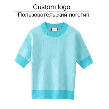 Vlastní logo pletený svetr mid-rukáv temperament kulatý výstřih vysoce kvalitní svetr halenka ženy