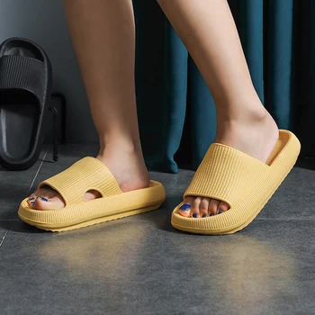 Vnitřní Pohodlné Měkké Pantofle Muži, Ženy, Non-slip Koupelna Domácí Boty Ploché Obývací Pokoj Tlusté Sole Snímky Dámské Sandály