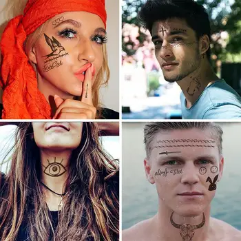 Vodotěsné Dočasné Tetování Pro Muže, Ženy, Tvář & Tělo Umění Falešné Rukáv Black Bull Skull Oko Zvířete Cool Věci Převodu Samolepky