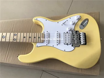 Vysoce kvalitní dědí klasický krém, žlutá double shake elektrická kytara pentagram maple fingerboard doprava zdarma