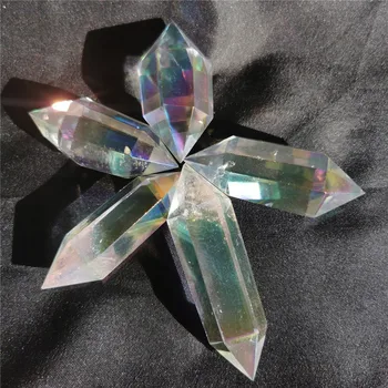 Vysoce Kvalitní Přírodní Jasné Quartz Crystal Hexagonální Dvakrát Ukončena Bodů Prism Galvanicky Hůlka Anděl Aura, Reiki