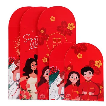 Vzít Červené Pakety Čínský Červený Štěstí, Obálky, Pytle S Penězi Kreslené Obálky Dárky Pro Svatby Svatební Dodávky 20 Kusů/Sad