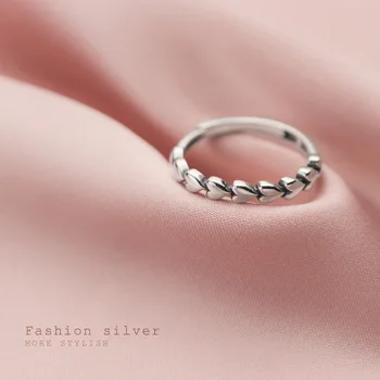 WOOZU Klasický Minimalistický Láska Srdce Romantické Otevřít Prst Prsten pro Ženy Real 925 Sterling Silver Český Módní Šperky