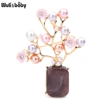 Wuli&baby Perla Květina Váza Brože Ženy Svatby Ležérní Kancelář Brož Kolíky Dárky