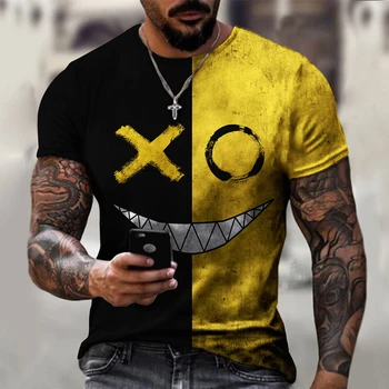 XOXO vzor 3d tištěné t-košile módní pánské street ležérní sportovní tričko mužské O-krk nadrozměrné t-shirt