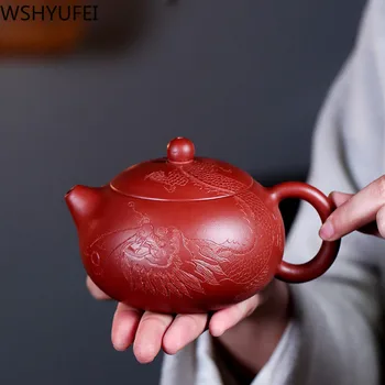 Yixing čajové konvice fialová hlíny Xishi konvice ručně vyráběné konvice Dahongpao čaj infuser Teaware Přizpůsobené dárky Autentické 290ml