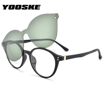 YOOSKE Muži Polarizační Klip na Brýle, Ženy, Magnetismus Sluneční Brýle Vintage TR90 Kolo Optické Brýle, Retro Brýle