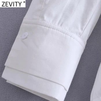 Zevity 2021 Jaře Ženy Módní Zase Dolů Límec Bílá Halena Halenka Office Dámy Breasted Košile, Elegantní Topy Blusas LS9292