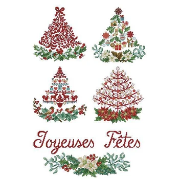 Zlata Kolekce Počítají Cross Stitch Kit Krásné Vánoční Strom Čtyři roční Období Stromy, Květiny vyšívání DIY ruční šití
