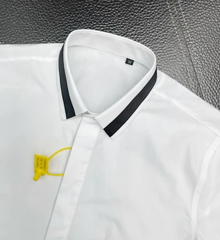 Značky Design Men Shirt Elegantní Výšivky Vysoce kvalitní Bavlněné Košile Pro Muže Dlouhý Rukáv Pevné Slim Business mužské Šaty, Košile