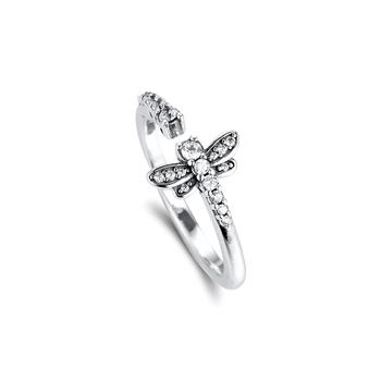 Šumivé Vážka Otevřít Prsten 925 Sterling-Stříbra-Prsteny DIY Módní Ženy Kroužky Evropské Šperky Pro Ženy