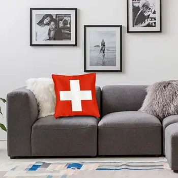 Švýcarské Švýcarsko Vlajka Pillowcover Home Dekor povlak na Polštář Hodit Polštář, Pohovka pro oboustranný Tisk