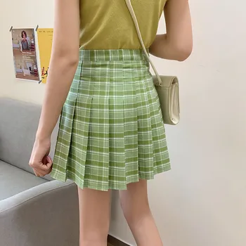 Ženy sukně Letní Skládaný Pléd-line Volné Preppy styl Studentů Japonsko All-zápas Dospívající Jednoduchý Moderní Elegantní Dívky Ulzzang