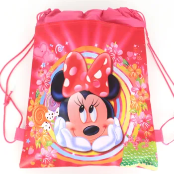 15pcs Elsa Anna Minnie Mickey Mouse Non-tkané Pytle Tkaniny Batoh Dítě Cestování Školní Tašku Dekorace Dárkové Tašky pro Děti, Narozeniny