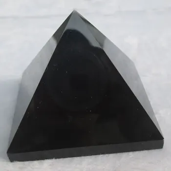 160g 60*60mm AAA+ Přírodní Kámen Černý Obsidián, Křemen Pyramida Reiki Léčení Doma Dekorace Fengshui
