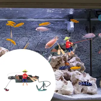 1ks Fish Tank Podvodní Rybář Ozdobou Pryskyřice Dynamické akvária Výzdoba Akvária Výzdoba