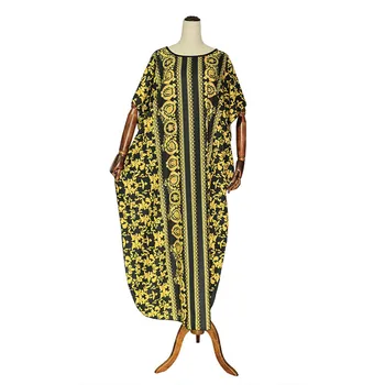 2020 Africký Design Tisk Abaya Hedvábí Saténové Šaty Bat Rukáv Muslimské Dlouhé Maxi Plášť Šaty Africe Dashiki Tradiční Oblečení