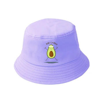 2021 Avokádo Harajuku Kawaii Kreslený Letní kbelík klobouk ženy Muži Panama Kbelík Cap Konstrukce Plochých Hledí Rybář Klobouk