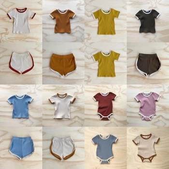 2021 Jaro a Léto Belb dětské Krátký rukáv T-shirt, Šortky Sady Modální Bavlna, Pohodlné Vlákno, Baby Romper