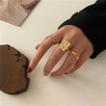 2021 Minimalistický Vintage Zlatá Barva Prsteny pro Ženy Jednoduchý Design Anillos Koleno Prsten Sady Šperky korejská Verze Společné Kroužky