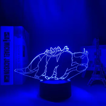 3D LED Noční Světlo Appa Avatar Ložnice Dekorace Last Airbender Anime Noční Světlo pro děti Dárek Roztomilé Lampa
