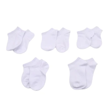 5 párů/balení Dětské Bílé Ponožky Dítě Krátké Jarní Styl Pevné Tenké Měkké Ponožky Pro Kluky, Dívky, Oděvní Doplňky